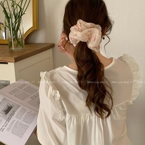 Floral silk large intestine hair band for women summer hair rope 2023 new hair rope high-end hair accessories head flower jewelry