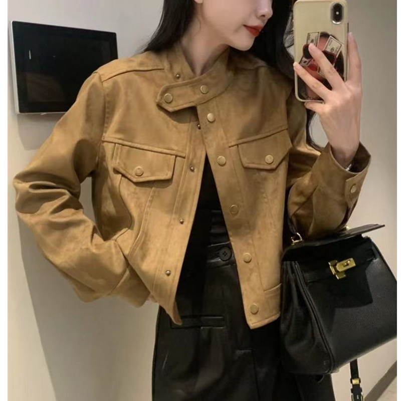Short Suede Jacket for Women, Spring and Autumn New Style 2026, Trendy and Fashionable, Petite, High-End Feel, Jacket Top Short Suede Jacket for Women, Spring and Autumn New Style 2026, Trendy and Fashionable, Petite, High-End Feel, Jacket Top