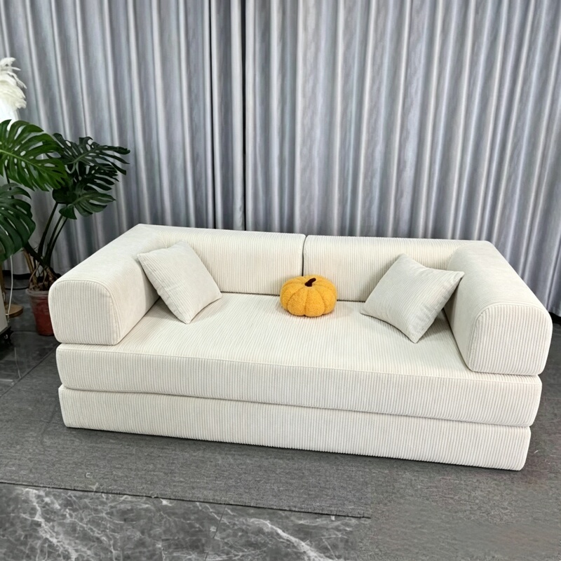 Vacuum Compressed Foldable Dual-Purpose Fabric Sofa Bed for Living Room, Modular Cream Style, Can Be Used for Sleeping and Reclining, Teddy Straight-Row Sofa Vacuum Compressed Foldable Dual-Purpose Fabric Sofa Bed for Living Room, Modular Cream Style, Can Be Used for Sleeping and Reclining, Teddy Straight-Row Sofa