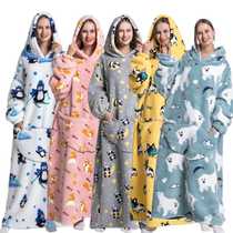 Blanket warm clothing hooded cartoon pajamas warm pullover lazy TV blanket thickened oversize sweatshirt