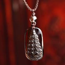 High-grade ice crystal obsidian Wenchang Tower Wenchang pen pendant pendant obsidian necklace jewelry men and women jewelry