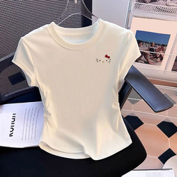 Girls' Slim-Fit Short-Sleeve T-Shirt 2025 Summer New Style, Medium and Large Children's Waist-Cinching, Regular Shoulder, Pure Cotton Versatile Top ins Trendy
