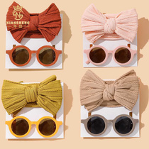 European and American new childrens hair accessories high-end baby big bow hairband headband fashionable baby summer sunglasses