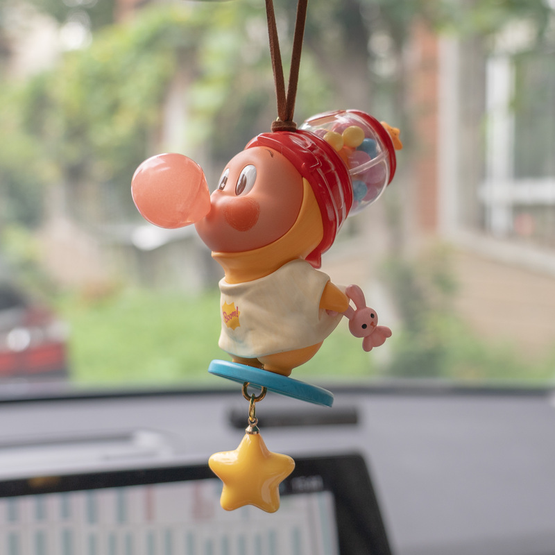 DIY Authentic Bubble Mart Star Man Heartbeat Car Hanging Ornament Premium Gift Rearview Mirror Car Accessory