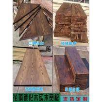 Carbonized wood board wide board stair treads outdoor anti-corrosion wood fence floor wooden table grape rack courtyard flower stand