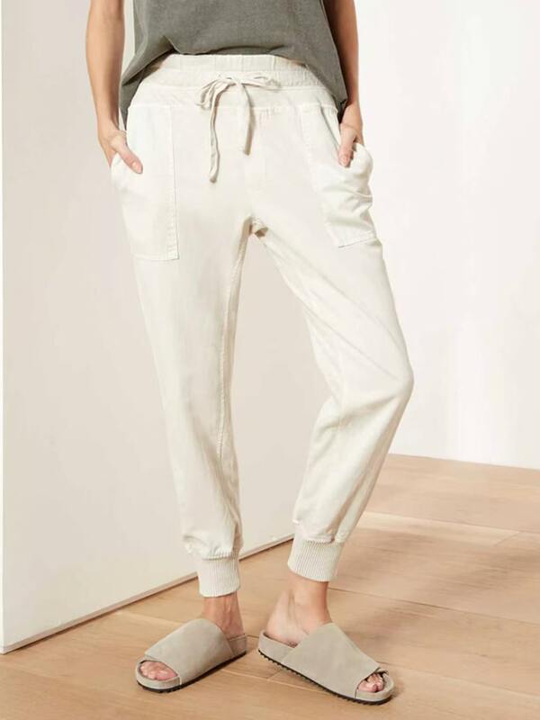 Foreign Trade J*P Washed Vintage Drawstring Jogger Pants for Women, Ribbed Patchwork Workwear Casual Sweatpants