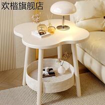 Cream style bedside table 2023 new small storage rack home bedroom creative flower bedside small side table