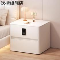 Bedside table solid wood simple modern light luxury high-end bedside storage cabinet slate bedroom smart bedside cabinet with lock