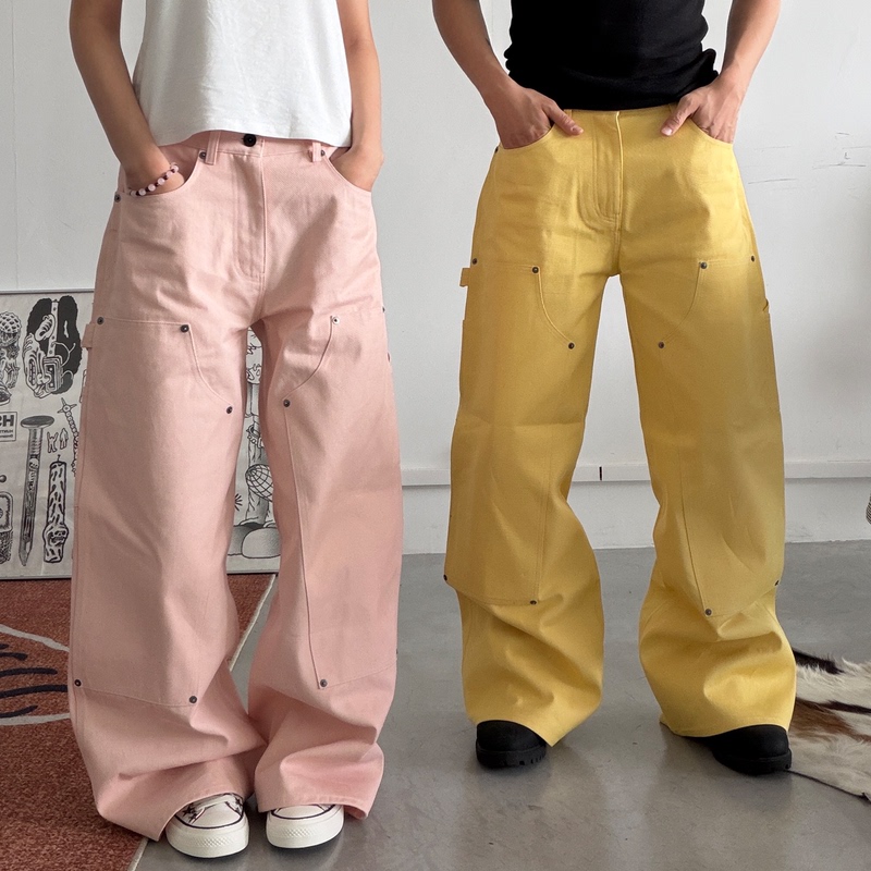 Wataa Club's Low-Waisted, Hip-Hugging, Wide-Leg A-Line Lumberjack Pants for Men and Women, Casual Long Pants Wataa Club's Low-Waisted, Hip-Hugging, Wide-Leg A-Line Lumberjack Pants for Men and Women, Casual Long Pants