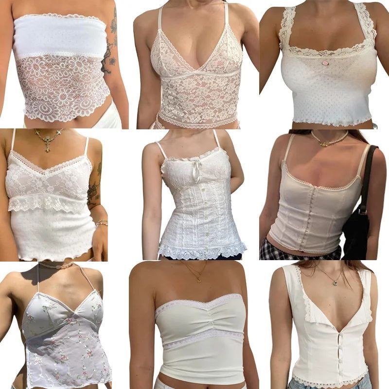 Maemukilabe Fairy Coquette Milkmaid Top Aesthetic White