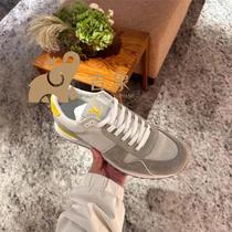 New mens shoes suede cowhide color matching lace-up sneakers