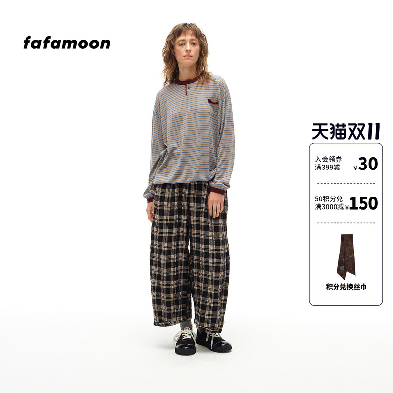 Fafamoon Designer Brand Autumn and Winter Women's Plaid Casual Cropped Pants with Adjustable Cuffs Fafamoon Designer Brand Autumn and Winter Women's Plaid Casual Cropped Pants with Adjustable Cuffs