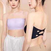 Hot live broadcast strapless underwear one-line circumference seamless ice silk non-slip beautiful straps breast pads bandeau style chest wrap for summer