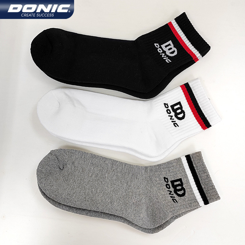 Donic Table Tennis Sports Towel Socks for Men and Women, Black, White, Gray, Spring, Autumn, Winter, Badminton, Running 70385
