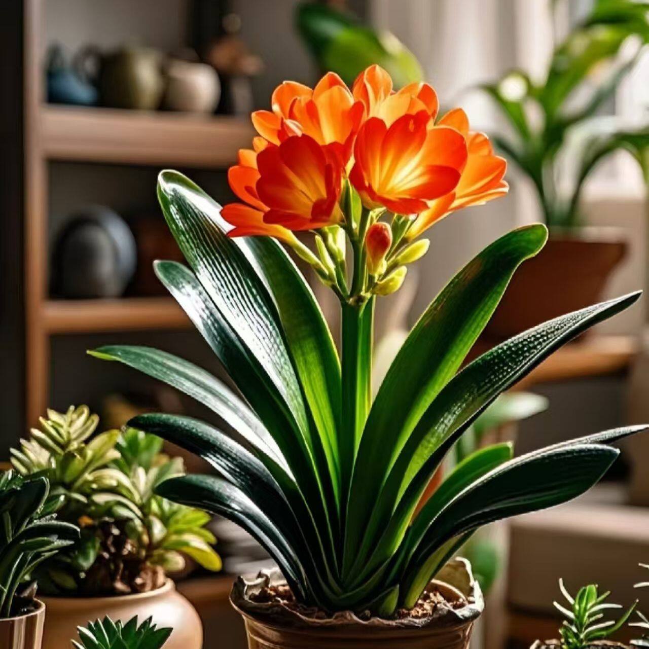 Вечнозеленое растение Four seasons, аутентичное местное высококачественное растение clivia green, комнатные цветы в горшках хороши для подкормки орхидей в горшках и почве Изображение 1