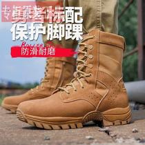 New combat training boots mens genuine leather side zipper ultra-light breathable waterproof mountaineering wear-resistant desert boots brown combat training boots