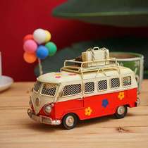 Iron car personalized retro ornaments childrens room model bus photo props childrens clothing store soft decorations desktop