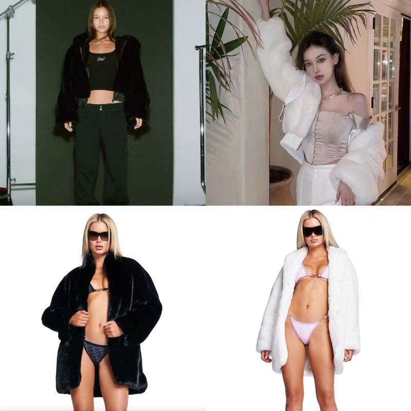 Official Factory Stock I.Am.Gia Trendy Brand Lamb Wool Jacket Zipper Long Plush Coat Black White