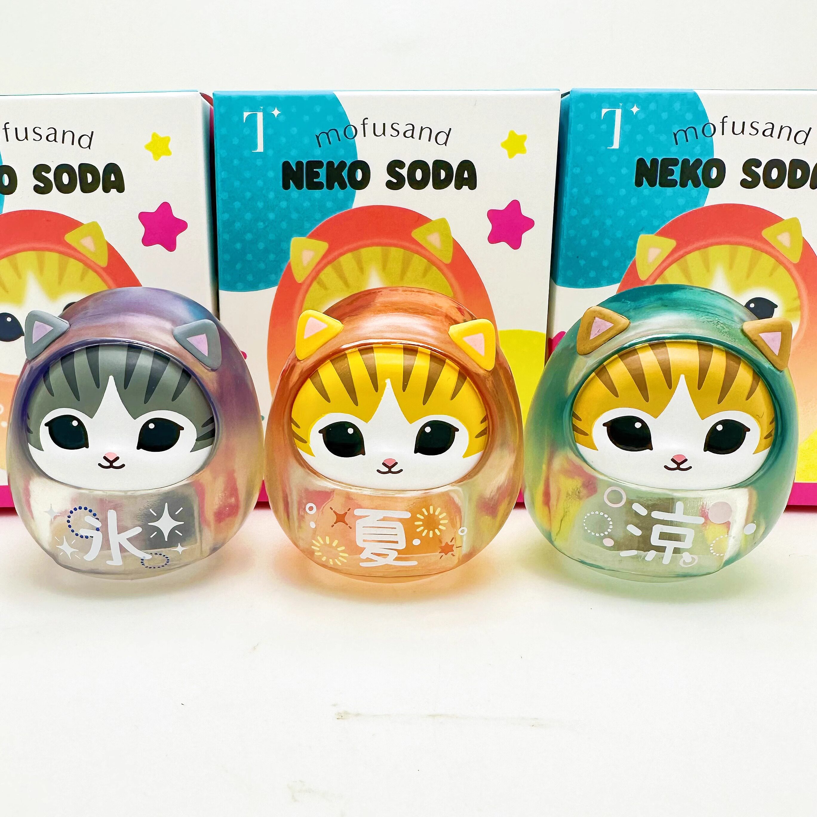 香港Mofusand达摩鱼猫夏日鲨鱼猫富士山猫透明盲盒手办潮玩具摆件_潮玩