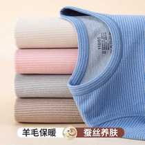Childrens thermal underwear thickened brushed baby pajamas bottoming shirts for boys and girls wool silk autumn clothes and long trousers sets