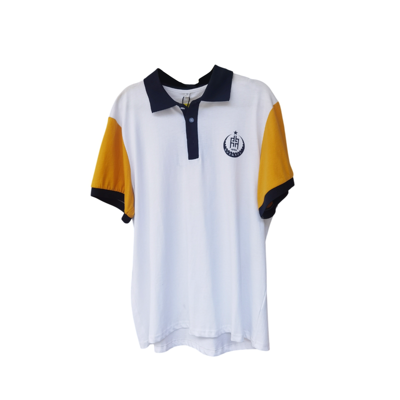 Ruizhong Polo Shirt (White Bottom with Yellow Sleeves)