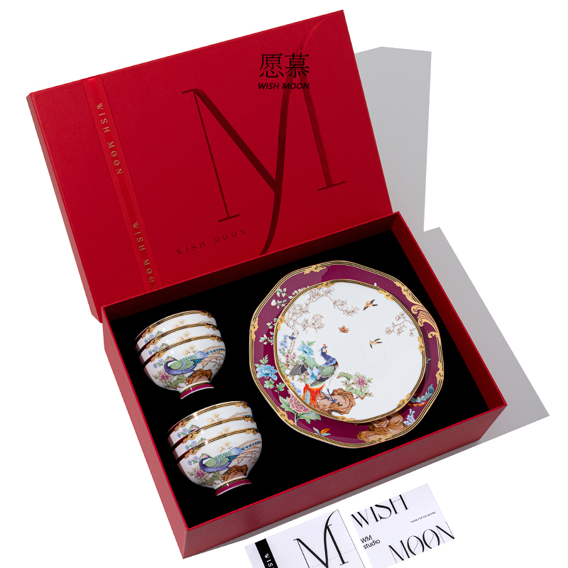 Wanmu [Phoenix in Flight] Bone China Tableware Wedding Gift for the Bride, Best Friend, or Friend, Housewarming Engagement Gift Bowl