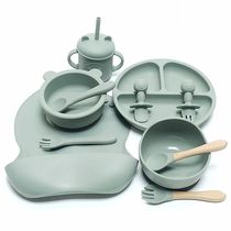 Children Silicone Fork Spoon Eating Training Tool Suction Cu