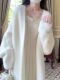 White mink velvet mid-length sweater knitted cardigan for women autumn and winter loose lazy style over the knee coat coat versatile