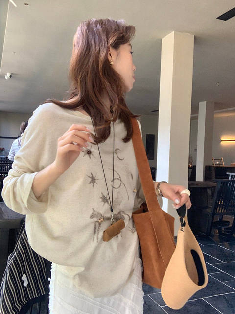 Gorgeous and Beautiful Printed Sun-Protective Long-Sleeve T-Shirt for Women, Spring and Summer Lazy Style, Loose and Relaxed Sun-Protective Cover-Up Top