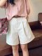 White A-Line Suit Shorts for Women 2026 New Popular Style Loose Casual High-Waisted Wide-Leg Pants Knee-Length Shorts Summer