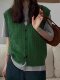 V-Neck Green Knitted Sweater Vest for Women in Early Autumn Layered Sweater Sleeveless Vest Outer Wear Retro Cashmere Top