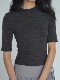 Black Round-Neck Short-Sleeve Knit T-Shirt for Women, Spring and Autumn, Mid-Sleeve, Inner Layer, Slim Fit, French-Style Five-Quarter Sleeve, Elegant Top