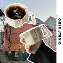 CMYD splash-ink creation creates flowers original simple ink octagonal mug high-looking ceramic coffee cup