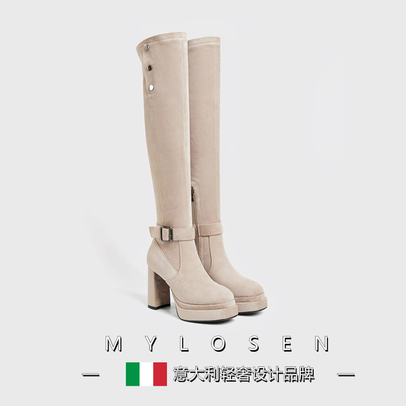 Mai Luosen 2026 New Autumn and Winter High-Heeled Over-The-Knee Boots for Women, Thick-Soled Fashion Boots, Slim Boots, Versatile Riding Boots