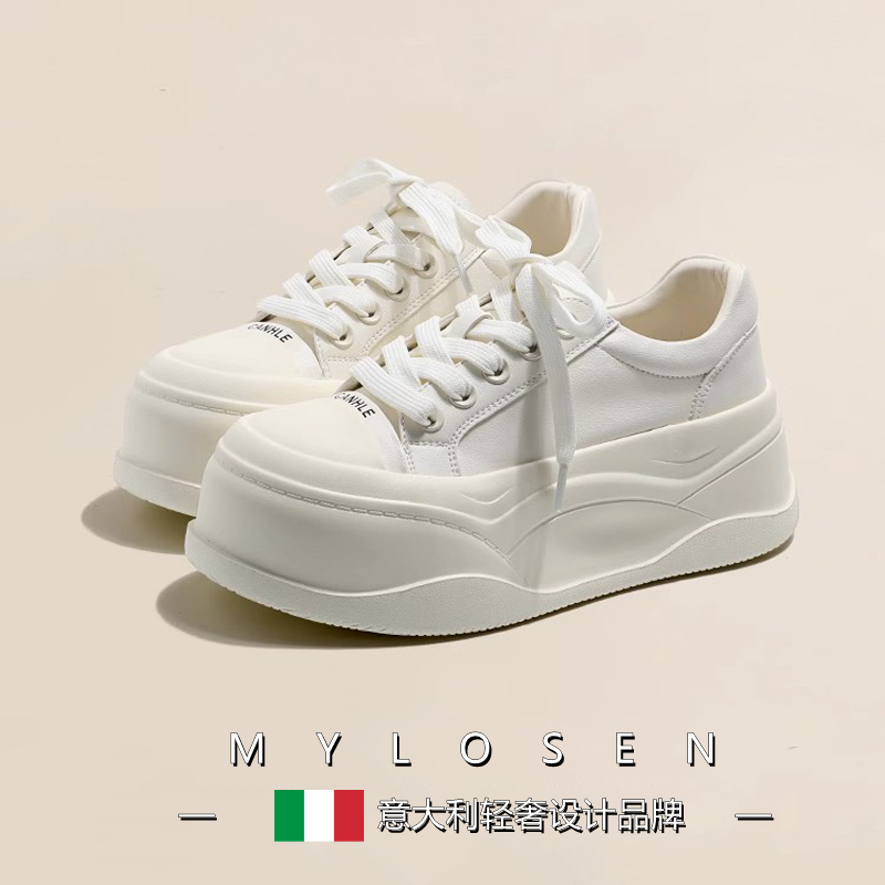 Mai Luosen 2026 Spring/Summer New Lightweight Breathable Thick-Soled White Sneakers for Women Versatile Casual Sports Shoes for Women