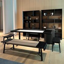 New Chinese style ash wood tea table and chair combination simple solid wood tea table Zen home living room slate tea table