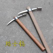 Camping stainless steel small foreign pickaxe outdoor Swiss pickaxe digging tree roots sheep pickaxe small pickaxe portable ice pick cross pickaxe
