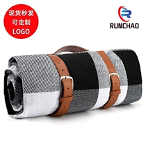 Leather carry picnic mat outdoor INS grid moisture-proof foldable spring outing camping mat tent floor mat