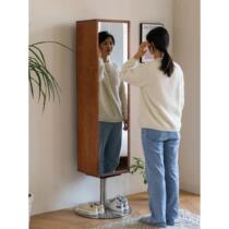 Solid wood rotating rotating mirror floor-standing dressing mirror storage JEP locker 360 degree rotating storage cabinet Zhi rotating bookcase full body rotating