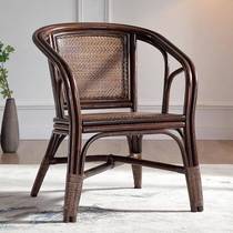 Household natural real rattan chair rattan chair back chair balcony rattan chair living room teng chair elderly chair single rattan chair