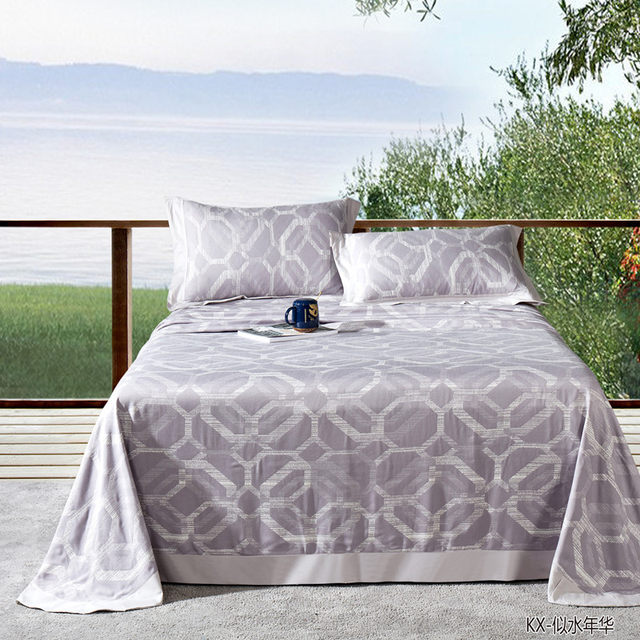 Bamboo fiber ice silk mat three-piece set washable foldable bed cover style summer T linen bed sheet air conditioning mat