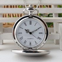 Pocket watch without cover transparent fully automatic electronic watch mens watch silver-white casual student watch hanging watch hanging chain