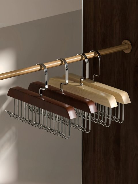 8 hook wooden suspender clothes rack multi-functional underwear vest storage artifact household dormitory solid wood hook wave drying