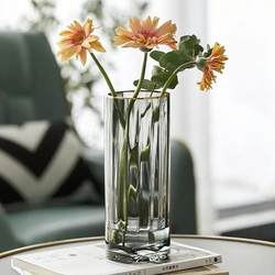Straight-leg Transparent Vase Accessible Luxury Creative Modern Glass Vase Water Raising Rich Bamboo Lily Flower Table Ornaments