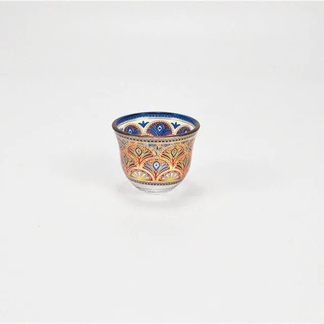 Golden Red Exotic Arabian Flower Tea Cup Glass Turkish Style Coffee Cup ins Style Afternoon Tea Water