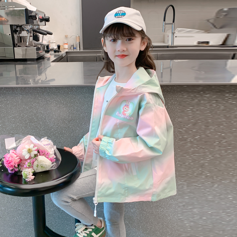 Girls' Spring Jacket 2026 New Style Children's Fashionable Korean Style Girls' Spring and Autumn Hooded Cartoon Jacket Spring Top