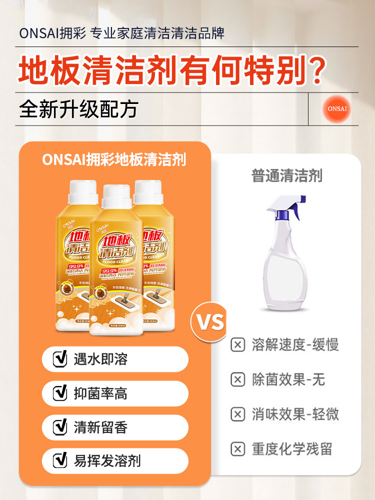 Wood Floor Cleaner, Tile Cleaner, Special Cleaning Liquid for Mopping, Long-Lasting Fragrance, Powerful Stain Removal Without Leaving Water Marks