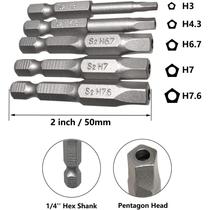 5-piece set of pentagonal bits with holes 50mm long medium-hole five-star bits sandblasting bit combination S2 material bits