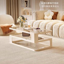 Cream style coffee table living room table home light luxury polyyou steel glass new small apartment dining table multi-layer tea table