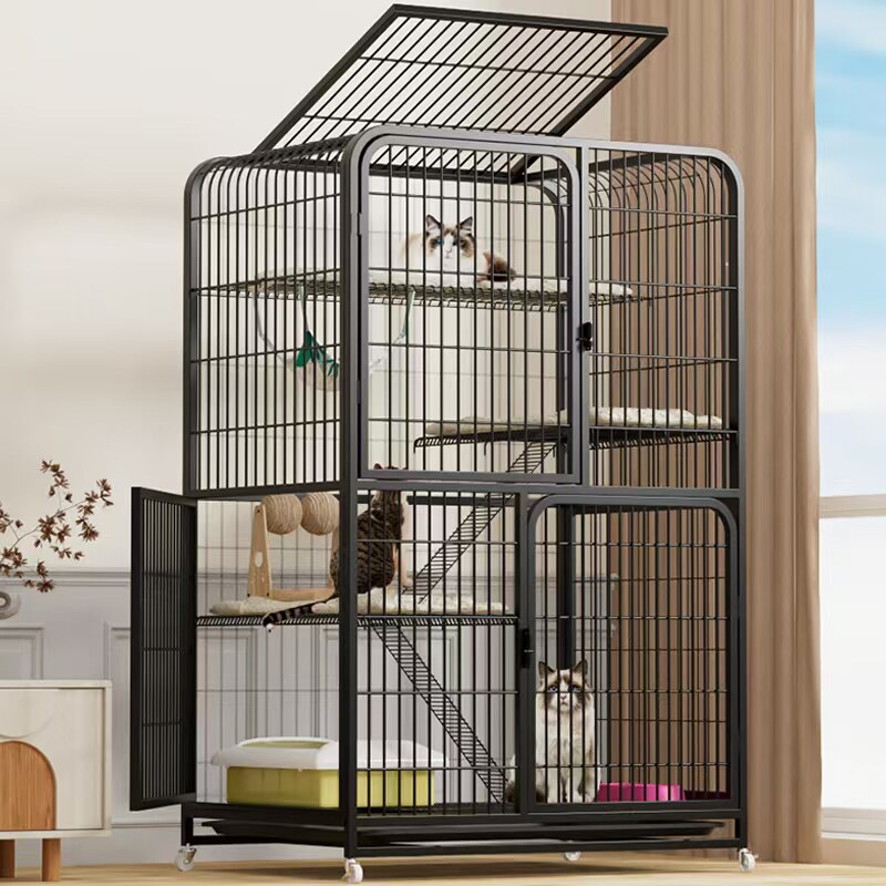 Ruimeng Pet Household Multi-Layer Cat Cage, White Four-Layer 137cm Large Cat House